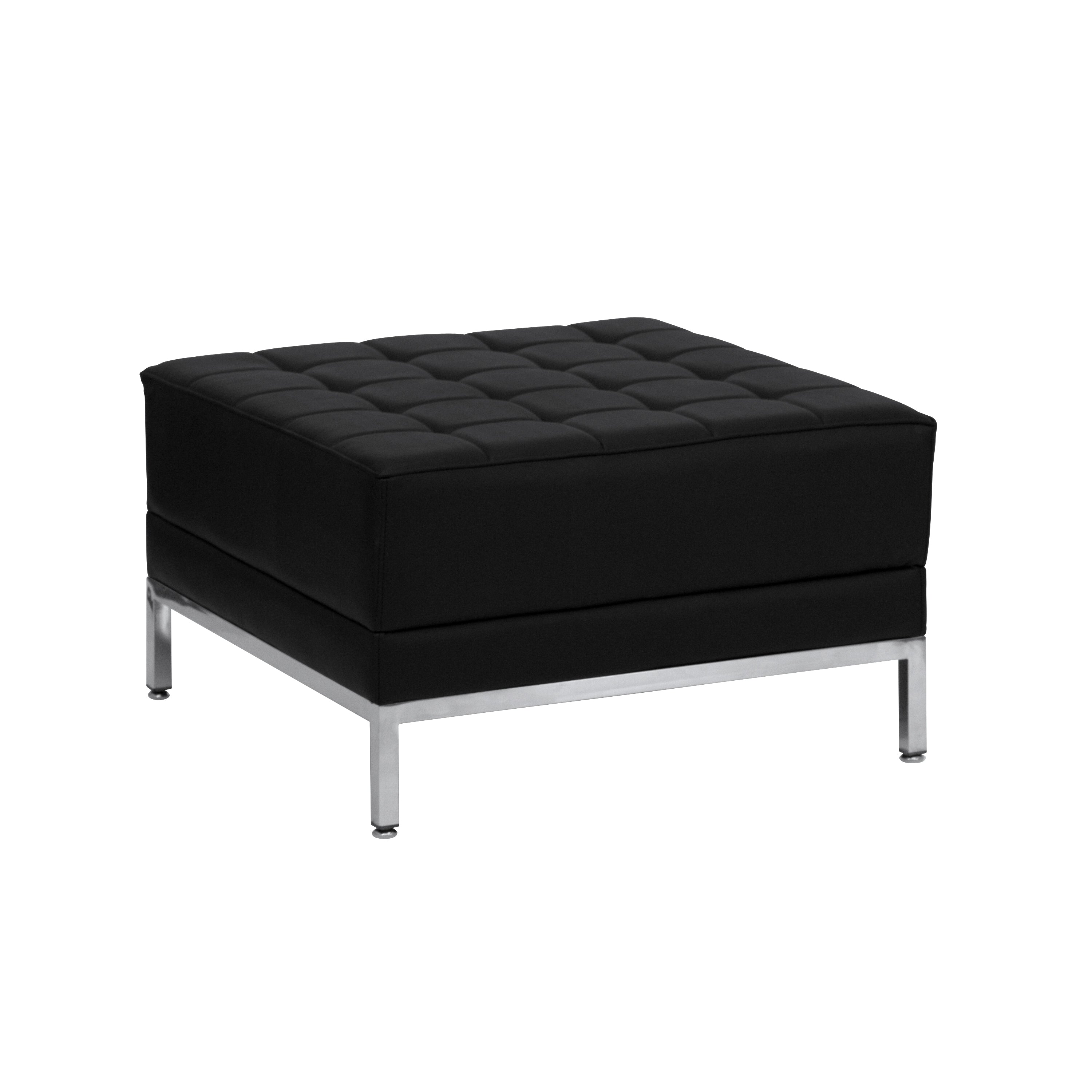 HERCULES Imagination Series Black LeatherSoft Ottoman