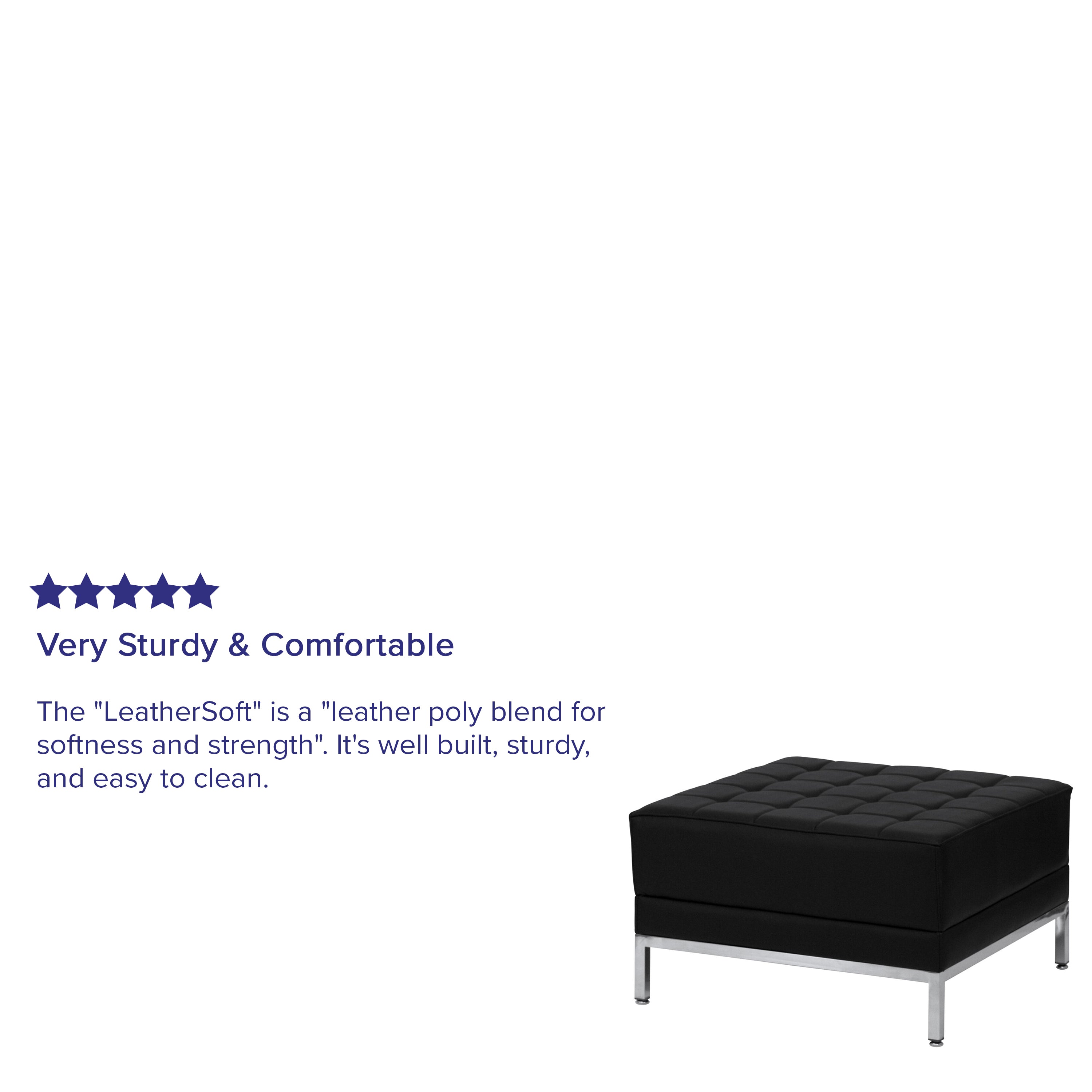 HERCULES Imagination Series Black LeatherSoft Ottoman