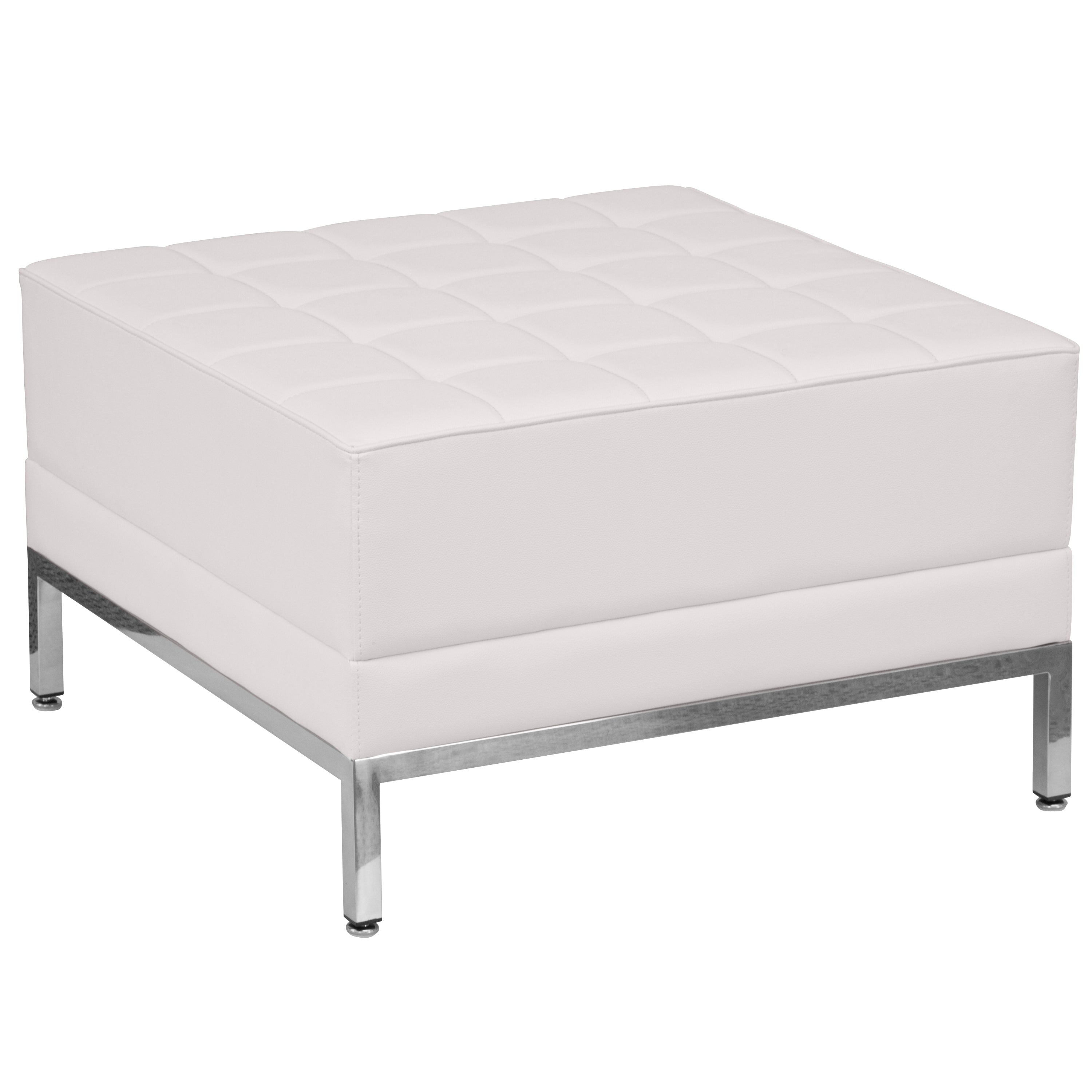 HERCULES Imagination Series Melrose White LeatherSoft Ottoman