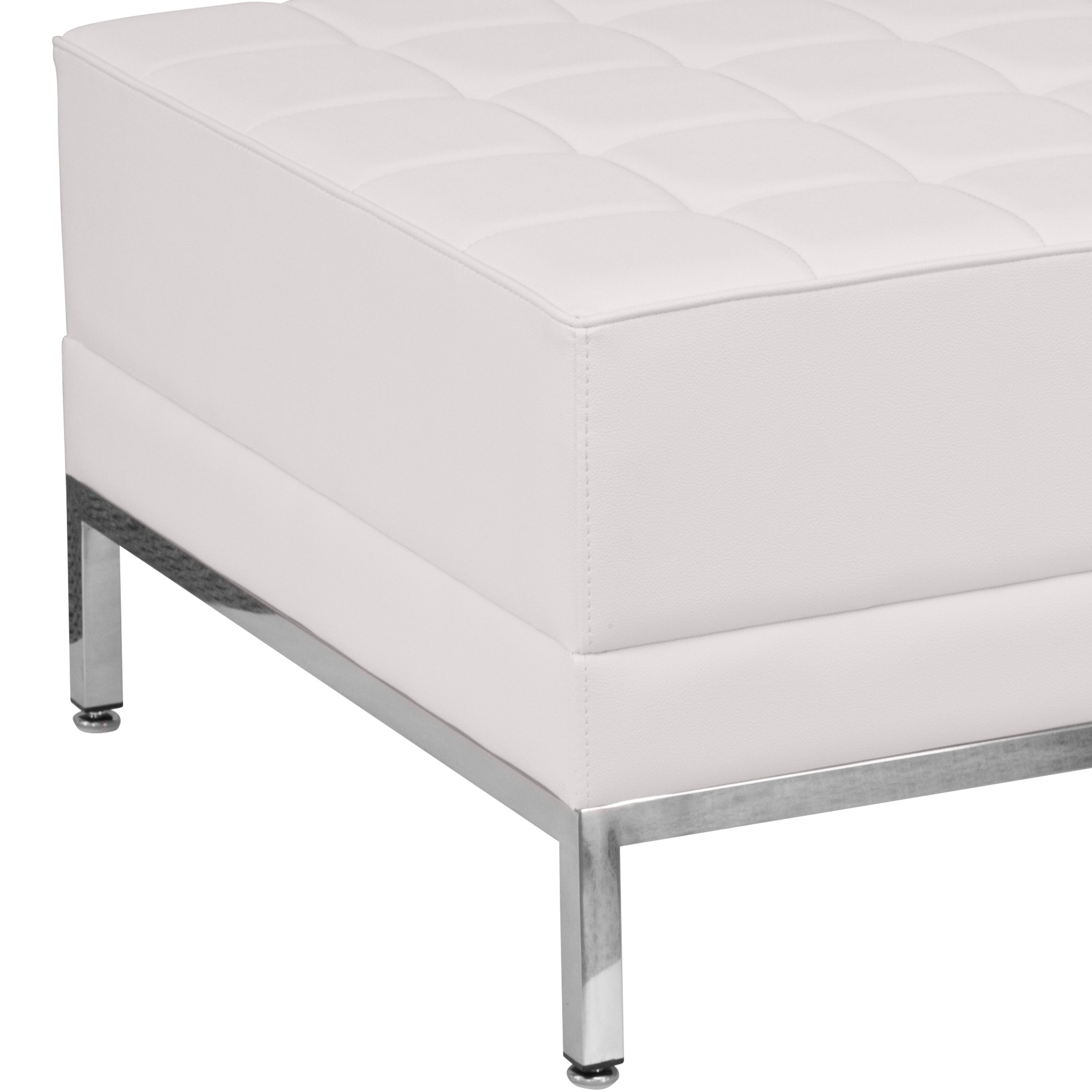 HERCULES Imagination Series Melrose White LeatherSoft Ottoman