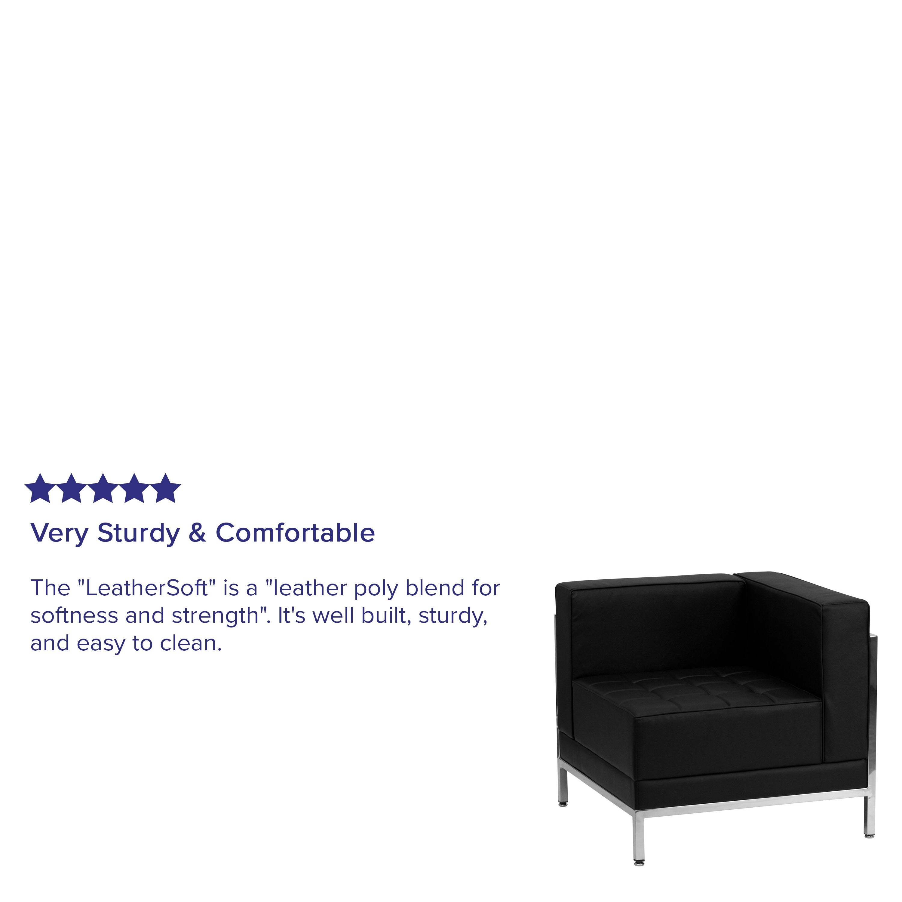 HERCULES Imagination Series Contemporary Black LeatherSoft Right Corner Chair with Encasing Frame