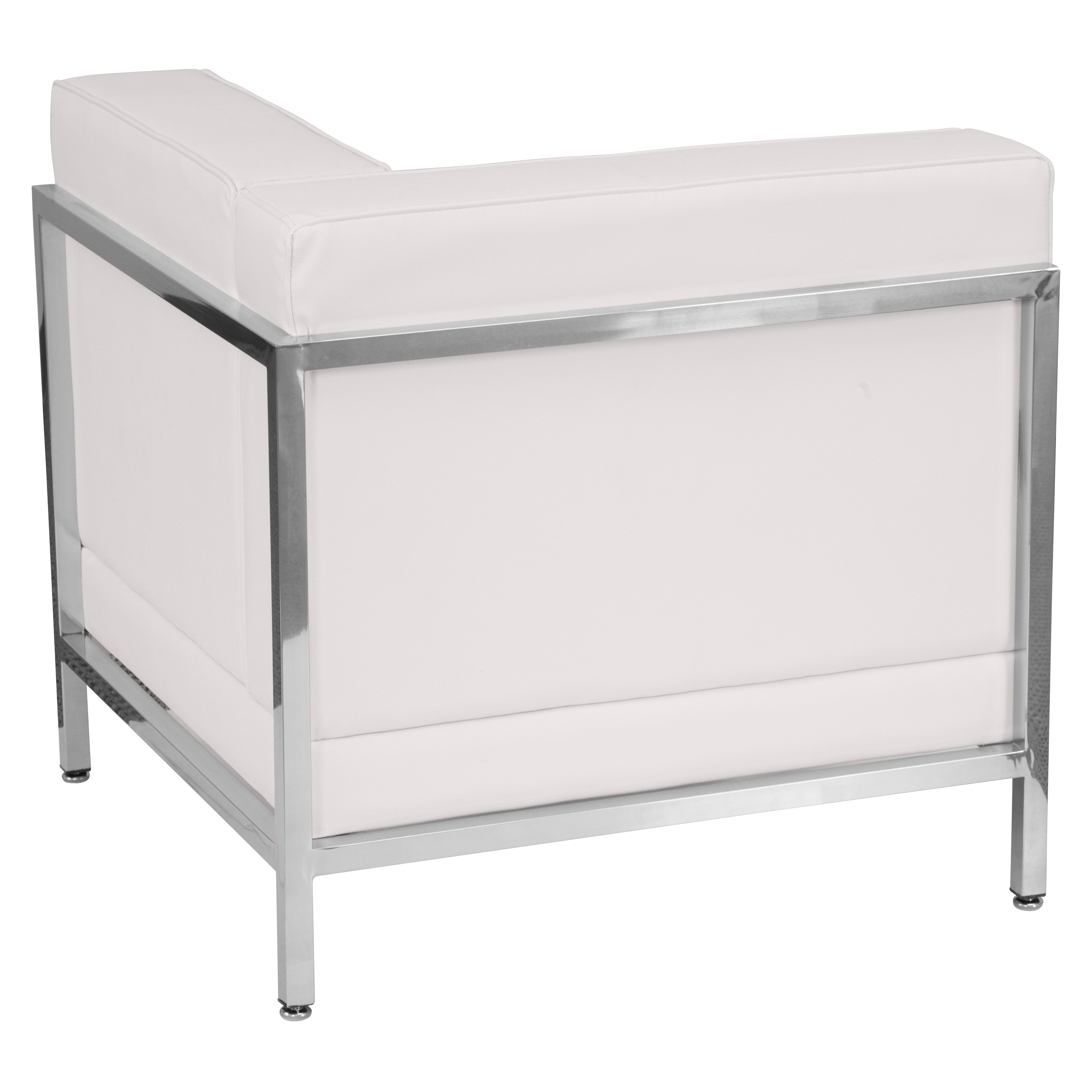 HERCULES Imagination Series Contemporary Melrose White LeatherSoft Right Corner Chair with Encasing Frame