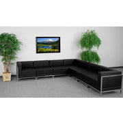HERCULES Imagination Series Black LeatherSoft Sectional Configuration with Ganging Clips, 7 Pieces