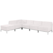 HERCULES Imagination Series Melrose White LeatherSoft Sectional Configuration with Ganging Clips, 6 Pieces