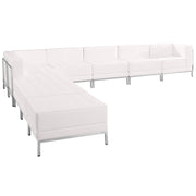 HERCULES Imagination Series Melrose White LeatherSoft Sectional Configuration with Ganging Clips, 9 Pieces
