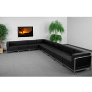 HERCULES Imagination Series Black LeatherSoft Sectional Configuration with Ganging Clips, 9 Pieces