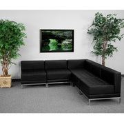 HERCULES Imagination Series Black LeatherSoft Sectional Configuration with Ganging Clips, 5 Pieces