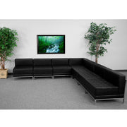 HERCULES Imagination Series Black LeatherSoft Sectional Configuration with Ganging Clips, 7 Pieces