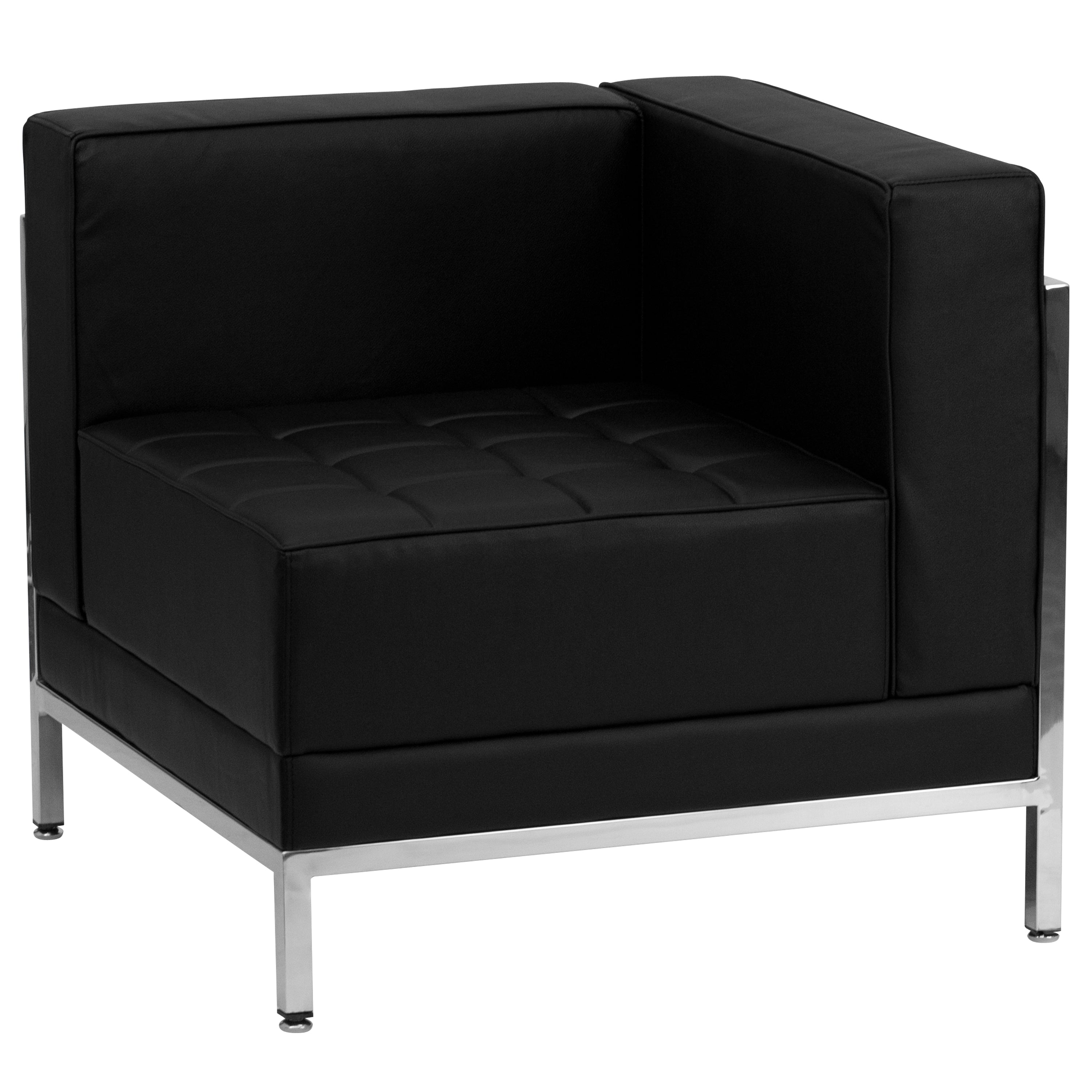 HERCULES Imagination Series Black LeatherSoft Sectional Configuration with Ganging Clips, 7 Pieces