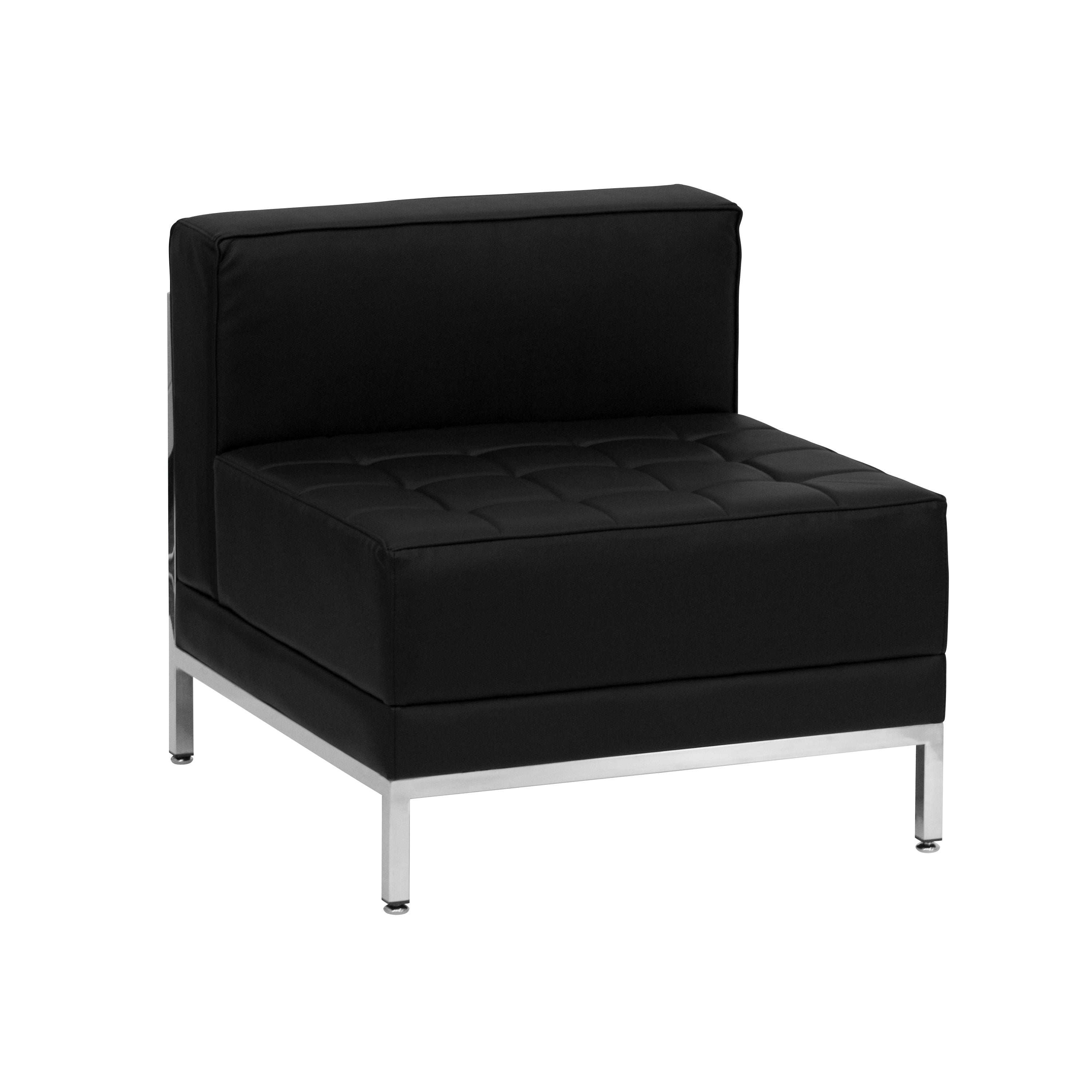 HERCULES Imagination Series Black LeatherSoft Sectional Configuration with Ganging Clips, 9 Pieces