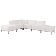 HERCULES Imagination Series Melrose White LeatherSoft Sectional Configuration with Ganging Clips, 6 Pieces