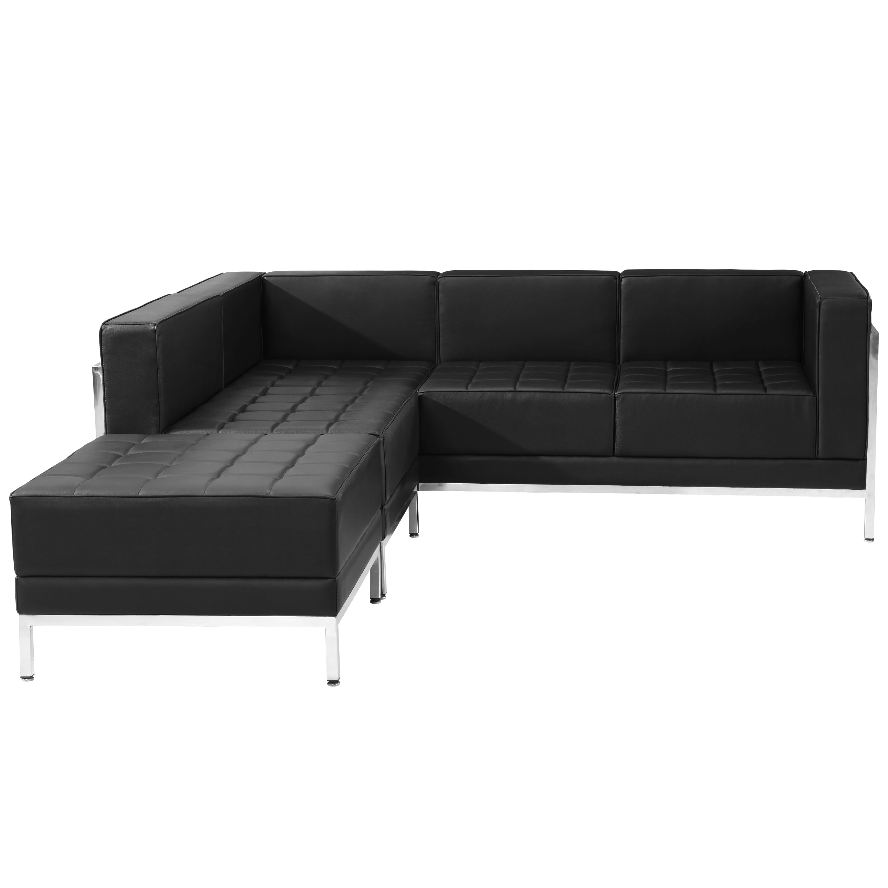 HERCULES Imagination Series Black LeatherSoft Sectional Configuration with Ganging Clips, 3 Pieces