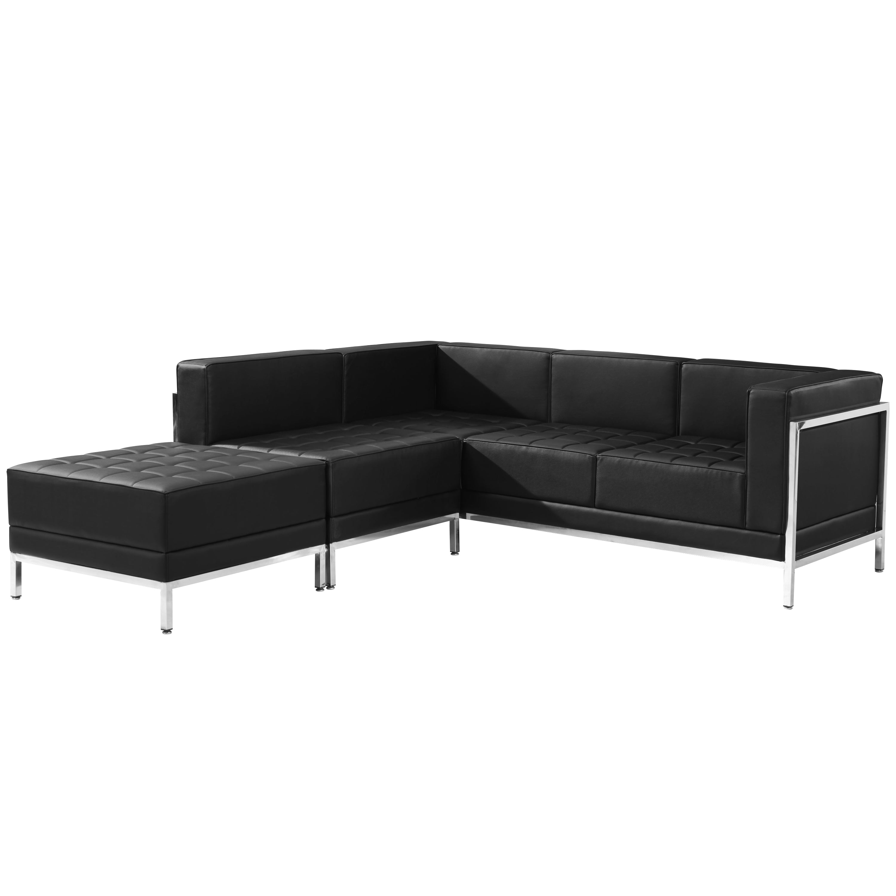 HERCULES Imagination Series Black LeatherSoft Sectional Configuration with Ganging Clips, 3 Pieces