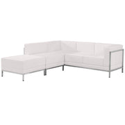HERCULES Imagination Series Melrose White LeatherSoft Sectional Configuration with Ganging Clips, 3 Pieces