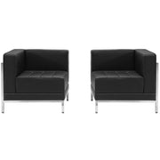 HERCULES Imagination Series Black LeatherSoft 2 Piece Corner Chair Set with Ganging Clips