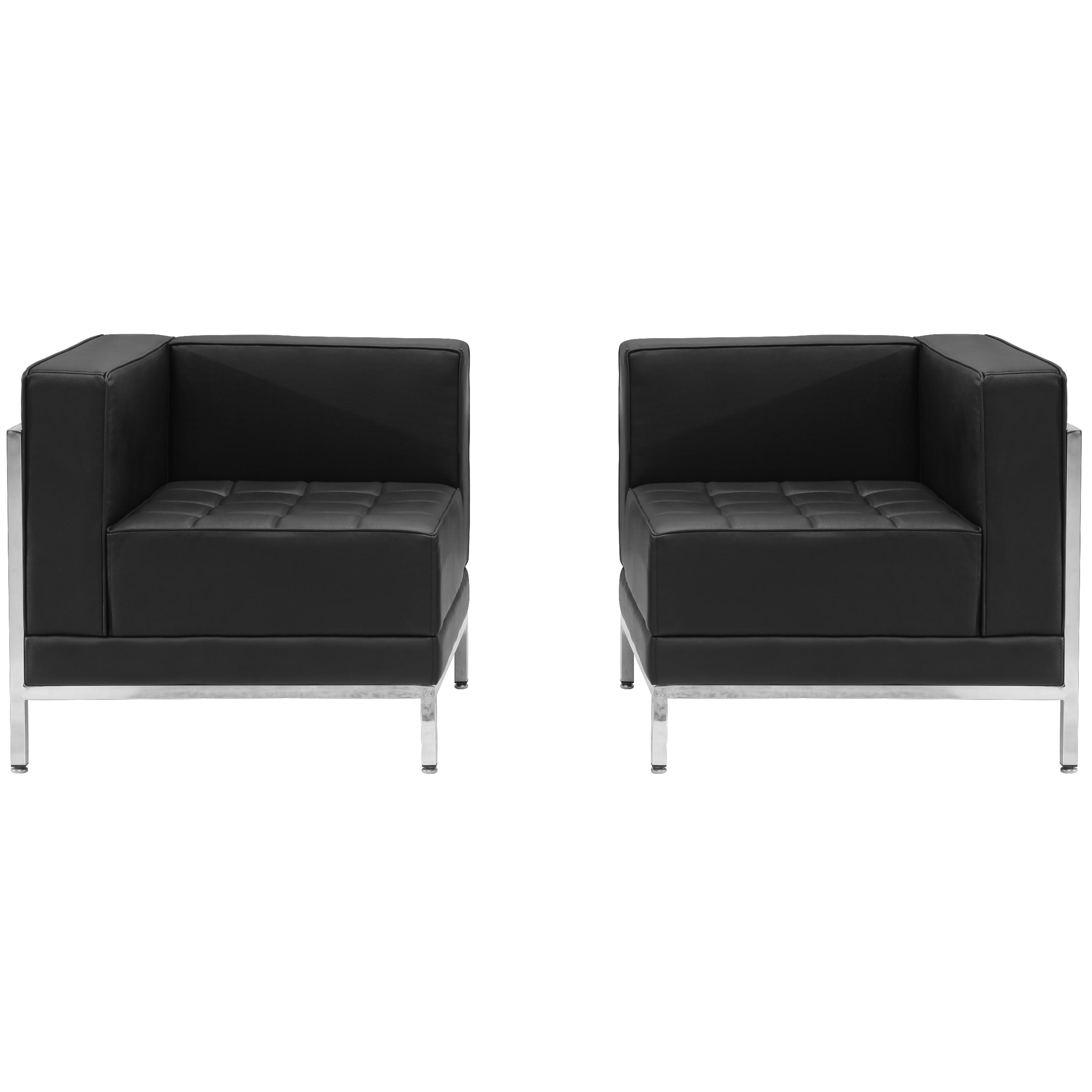 HERCULES Imagination Series Black LeatherSoft 2 Piece Corner Chair Set with Ganging Clips