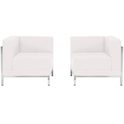 HERCULES Imagination Series Melrose White LeatherSoft 2 Piece Corner Chair Set with Ganging Clips