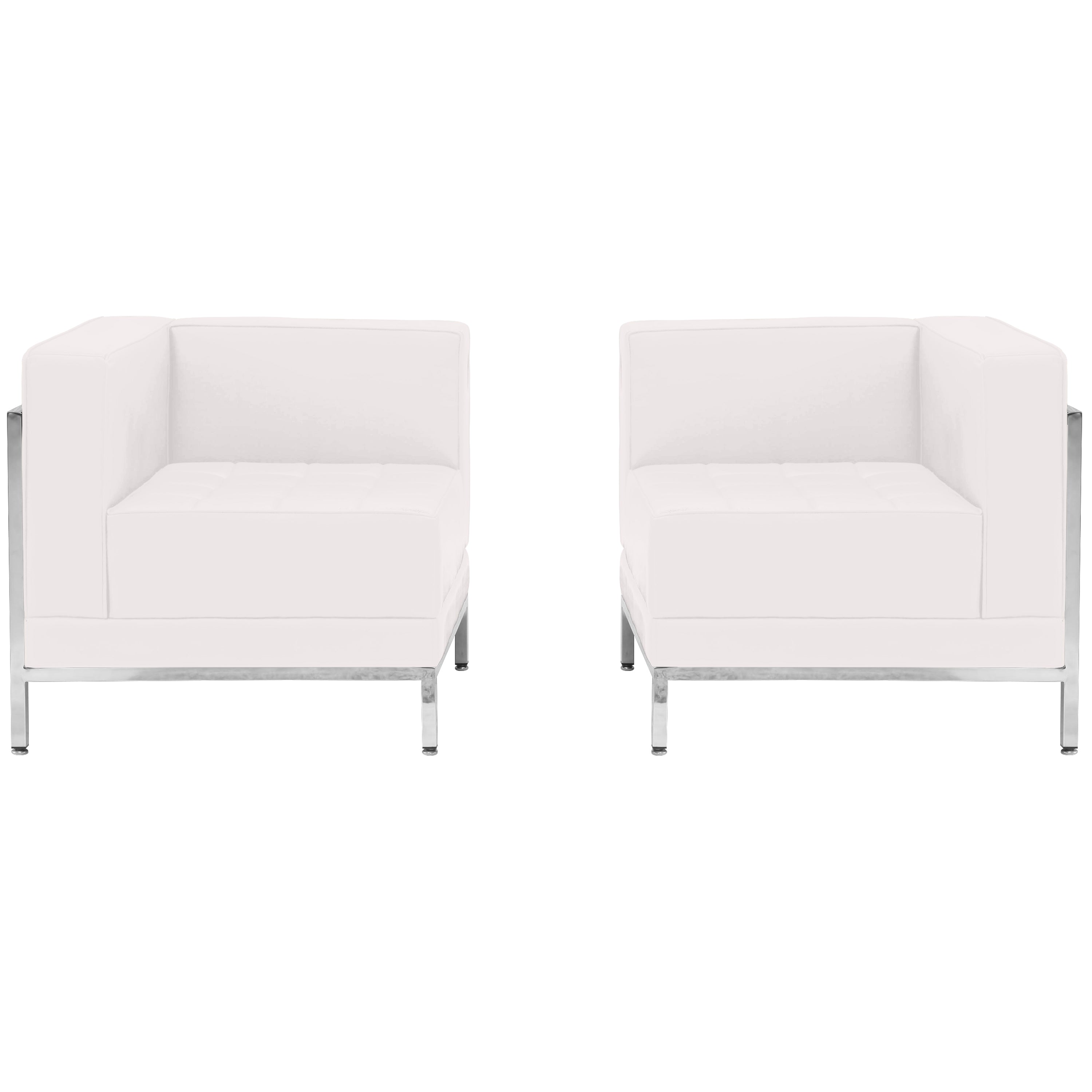 HERCULES Imagination Series Melrose White LeatherSoft 2 Piece Corner Chair Set with Ganging Clips