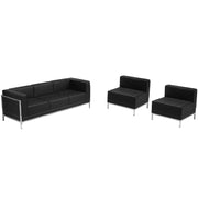 HERCULES Imagination Series Black LeatherSoft Sofa & Chair Set with Ganging Clips