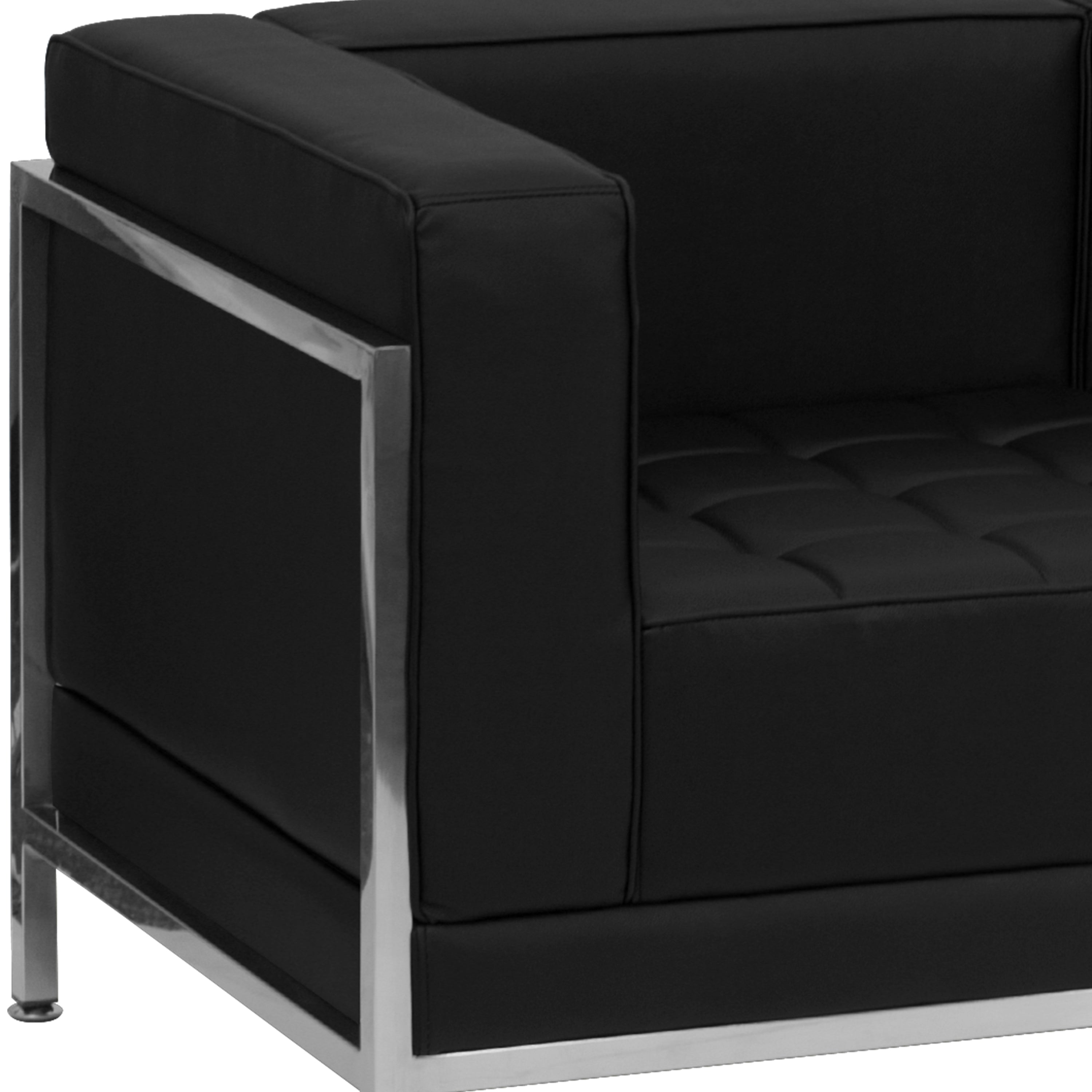 HERCULES Imagination Series Black LeatherSoft Sofa & Chair Set with Ganging Clips