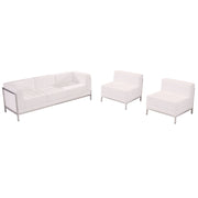 HERCULES Imagination Series Melrose White LeatherSoft Sofa & Chair Set with Ganging Clips
