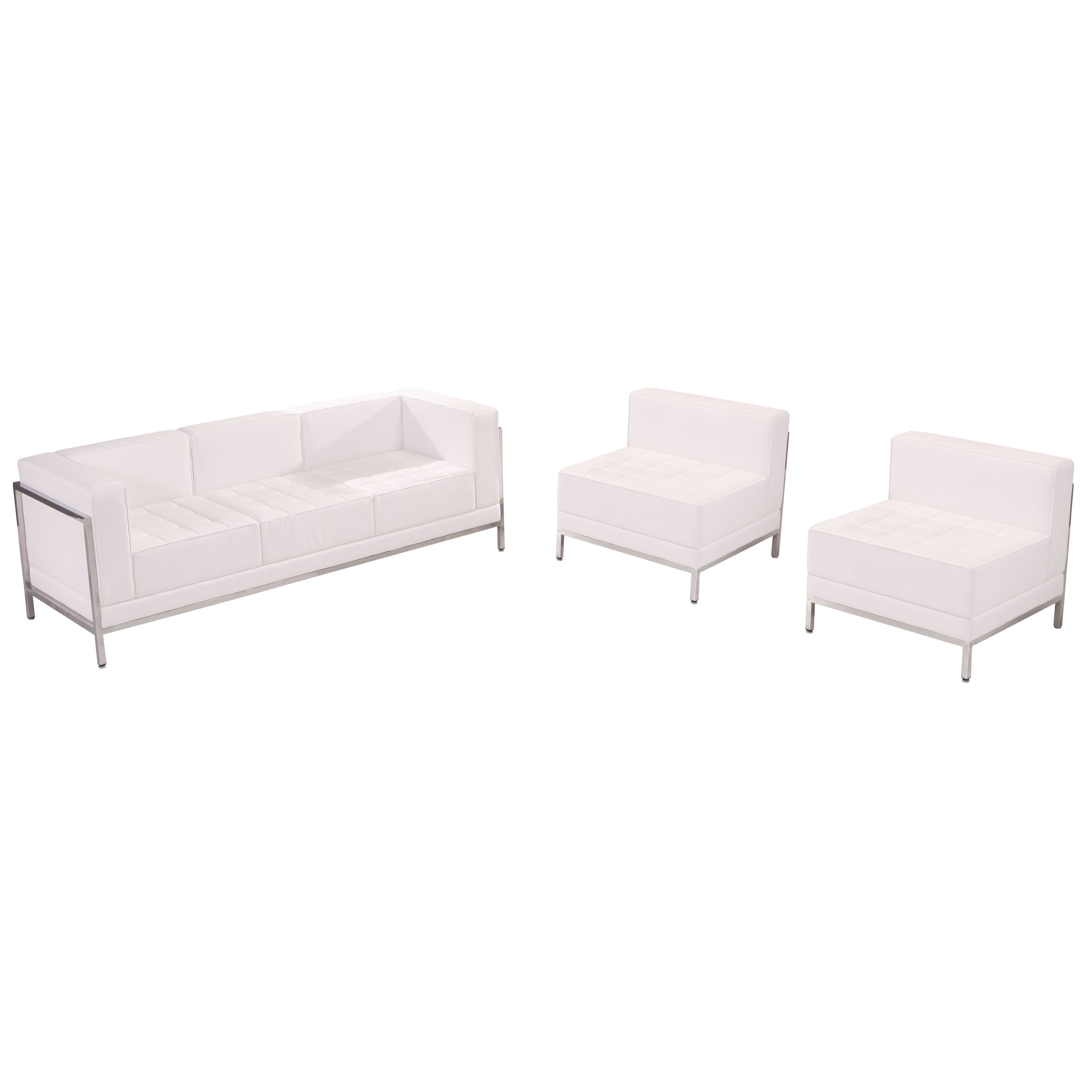 HERCULES Imagination Series Melrose White LeatherSoft Sofa & Chair Set with Ganging Clips