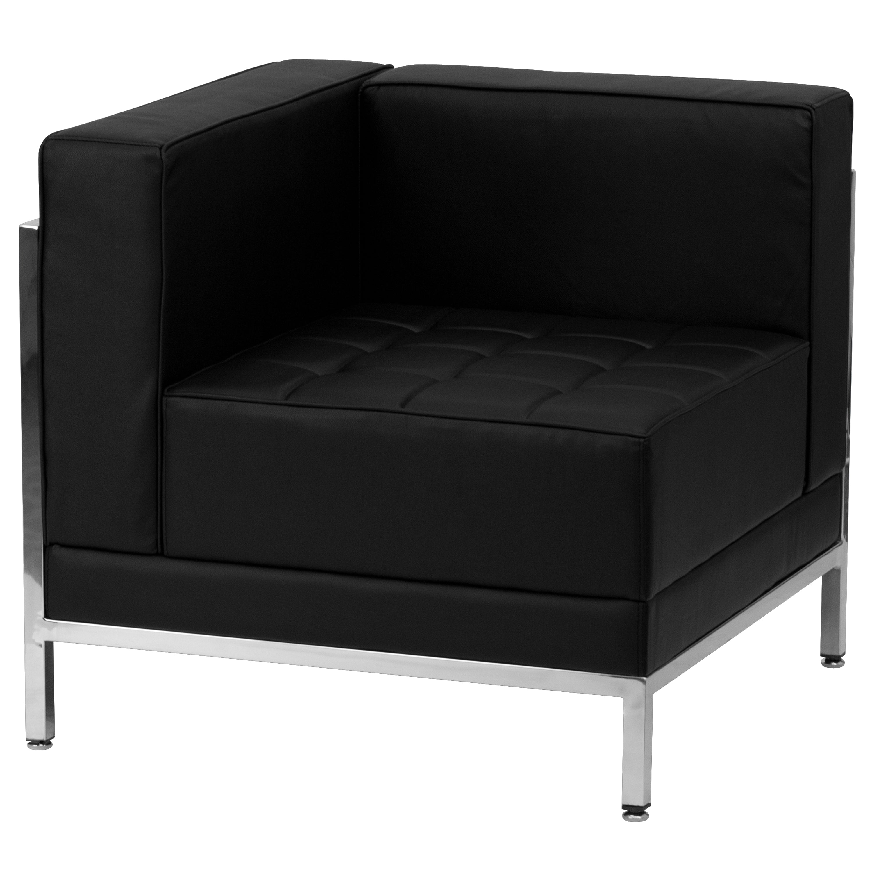 HERCULES Imagination Series Black LeatherSoft Sofa & Lounge Chair Set with Ganging Clips 5 Pieces