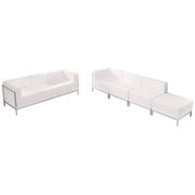 HERCULES Imagination Series Melrose White LeatherSoft Sofa & Lounge Chair Set with Ganging Clips 5 Pieces