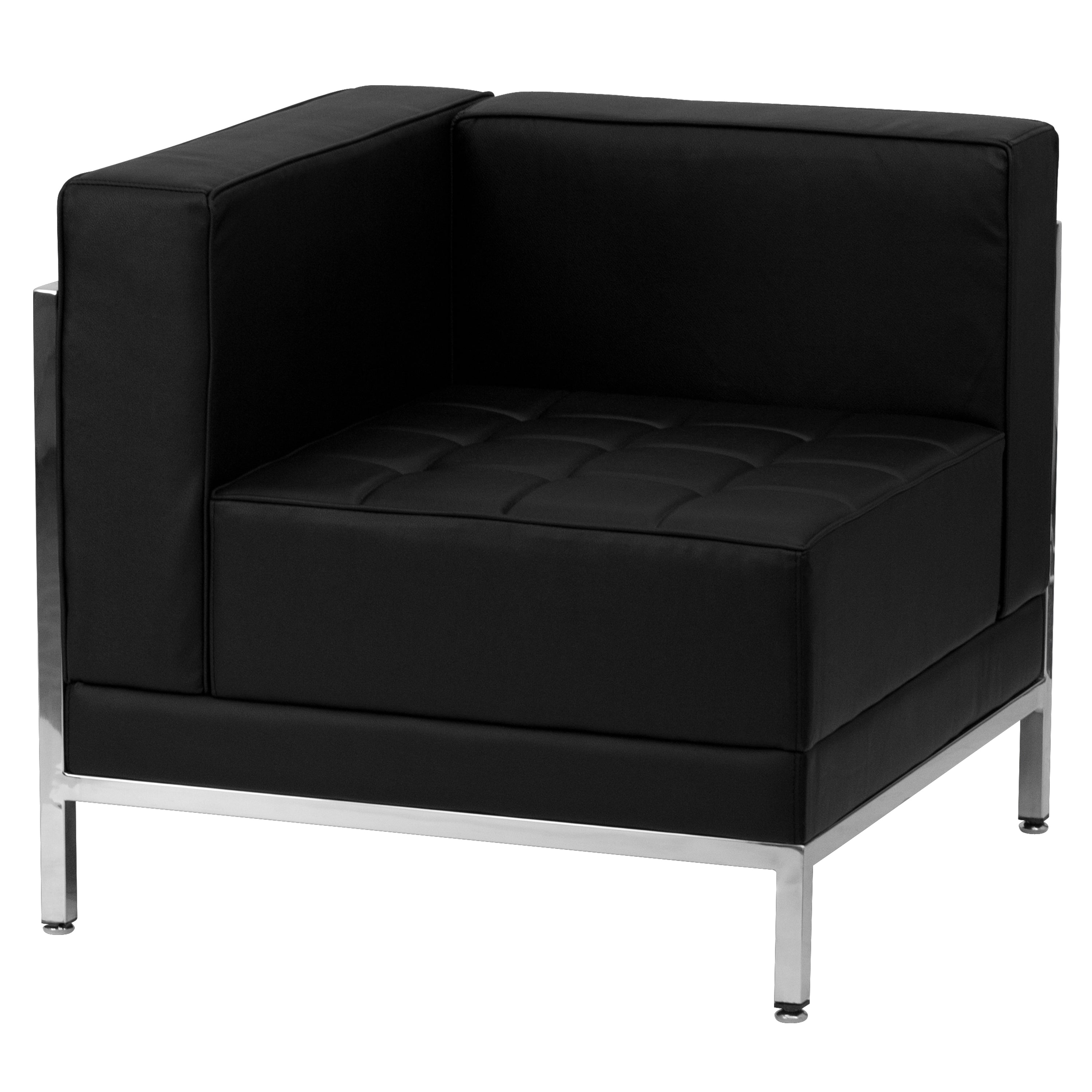 HERCULES Imagination Series Black LeatherSoft Sofa Set with Ganging Clips, 5 Pieces