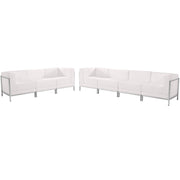 HERCULES Imagination Series Melrose White LeatherSoft Sofa Set with Ganging Clips, 5 Pieces