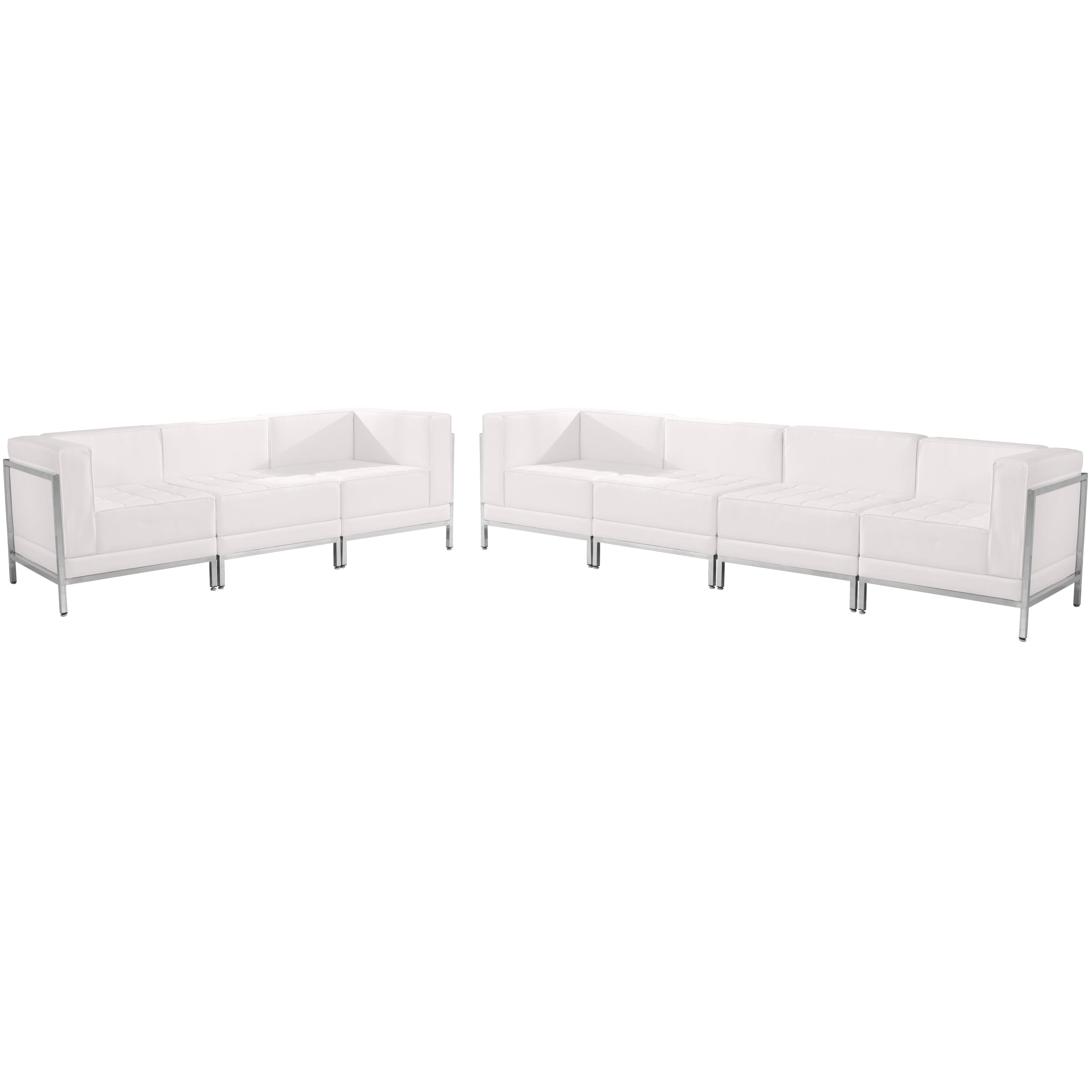 HERCULES Imagination Series Melrose White LeatherSoft Sofa Set with Ganging Clips, 5 Pieces
