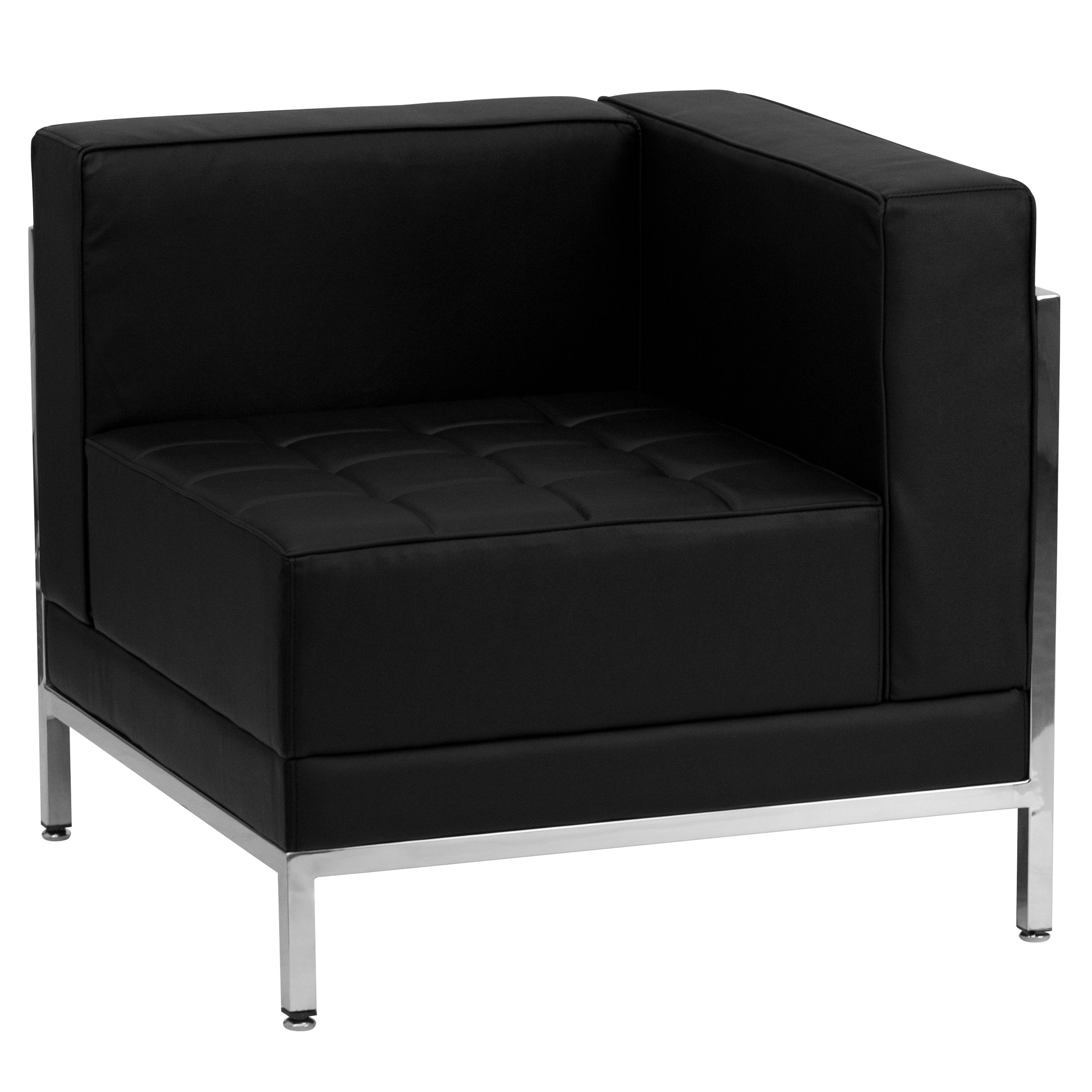 HERCULES Imagination Series Black LeatherSoft Sectional & Sofa Set with Ganging Clips, 10 Pieces