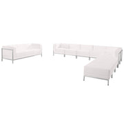 HERCULES Imagination Series Melrose White LeatherSoft Sectional & Sofa Set with Ganging Clips, 10 Pieces