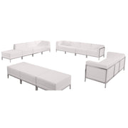 HERCULES Imagination Series Melrose White LeatherSoft Sofa, Lounge & Ottoman Set with Ganging Clips, 12 Pieces