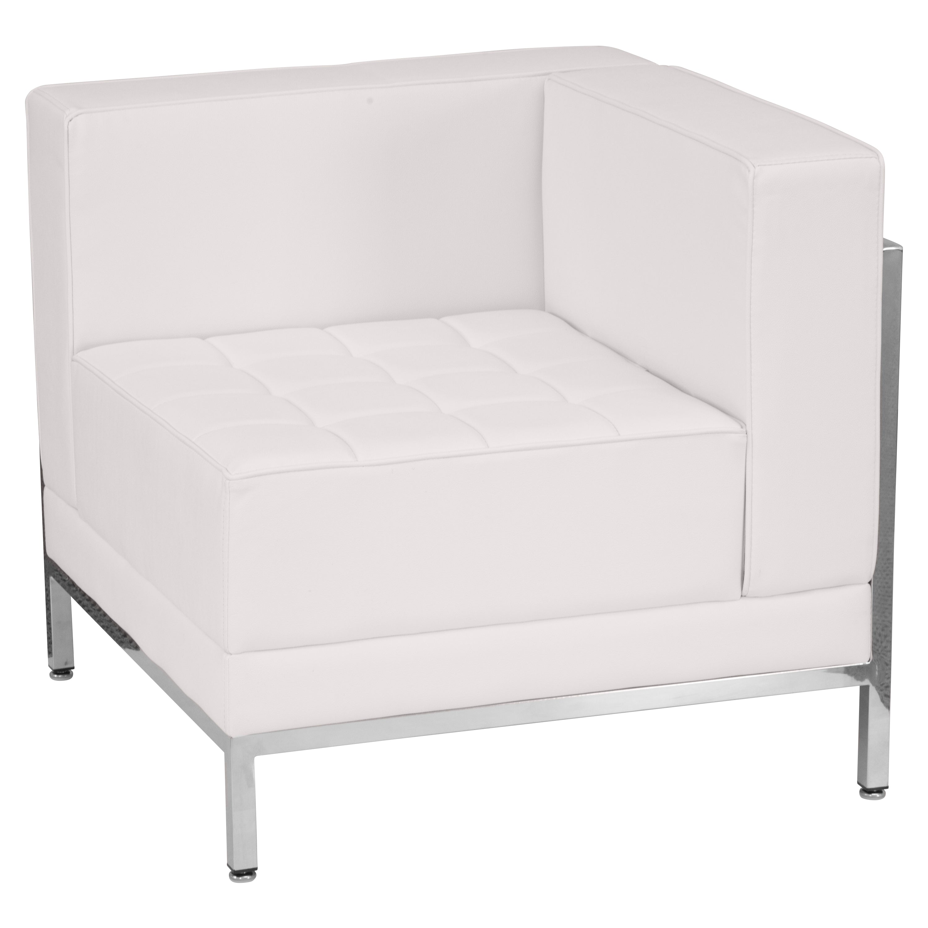 HERCULES Imagination Series Melrose White LeatherSoft Sofa, Lounge & Ottoman Set with Ganging Clips, 12 Pieces