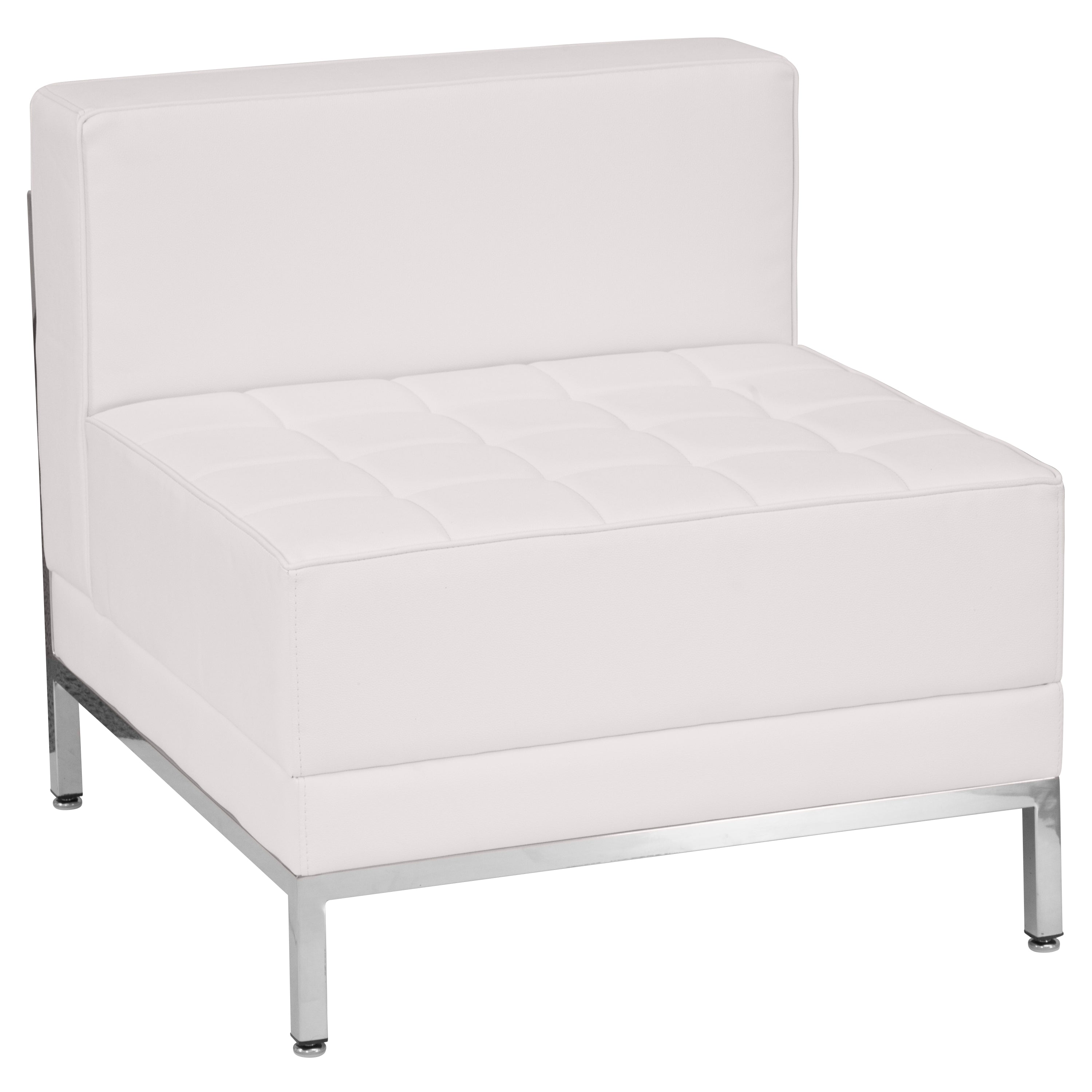 HERCULES Imagination Series Melrose White LeatherSoft Sofa, Lounge & Ottoman Set with Ganging Clips, 12 Pieces