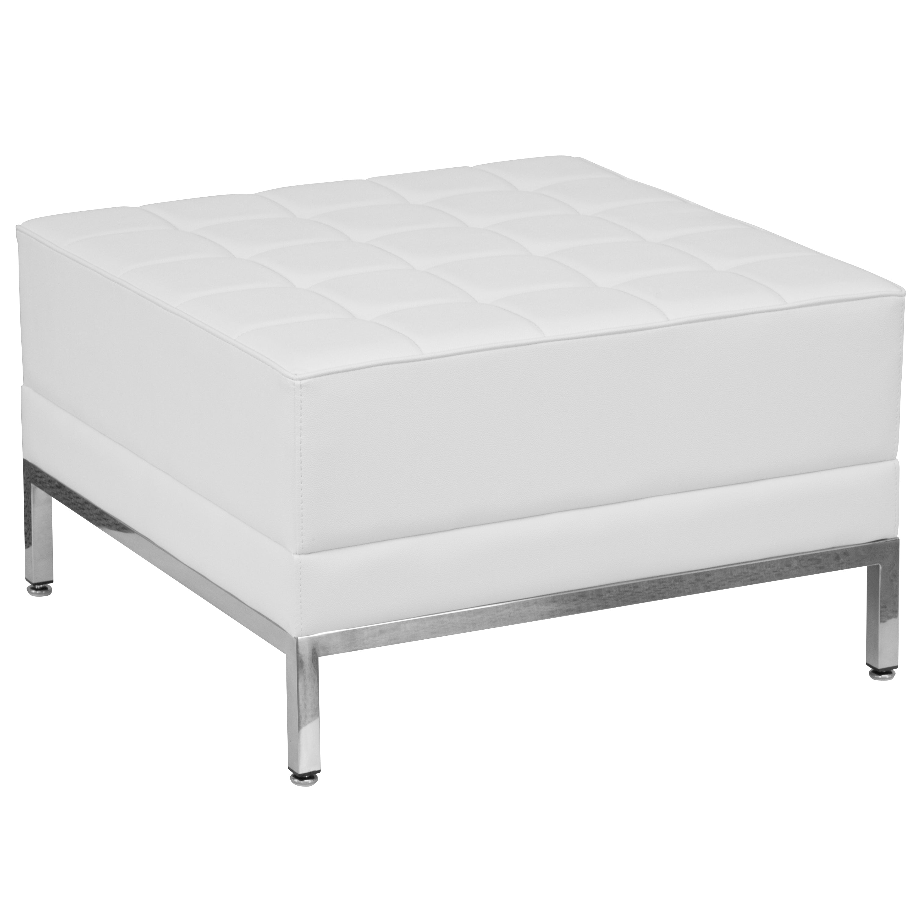 HERCULES Imagination Series Melrose White LeatherSoft Sofa, Lounge & Ottoman Set with Ganging Clips, 12 Pieces