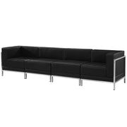 HERCULES Imagination Series Black LeatherSoft 4 Piece Lounge Set with Ganging Clips