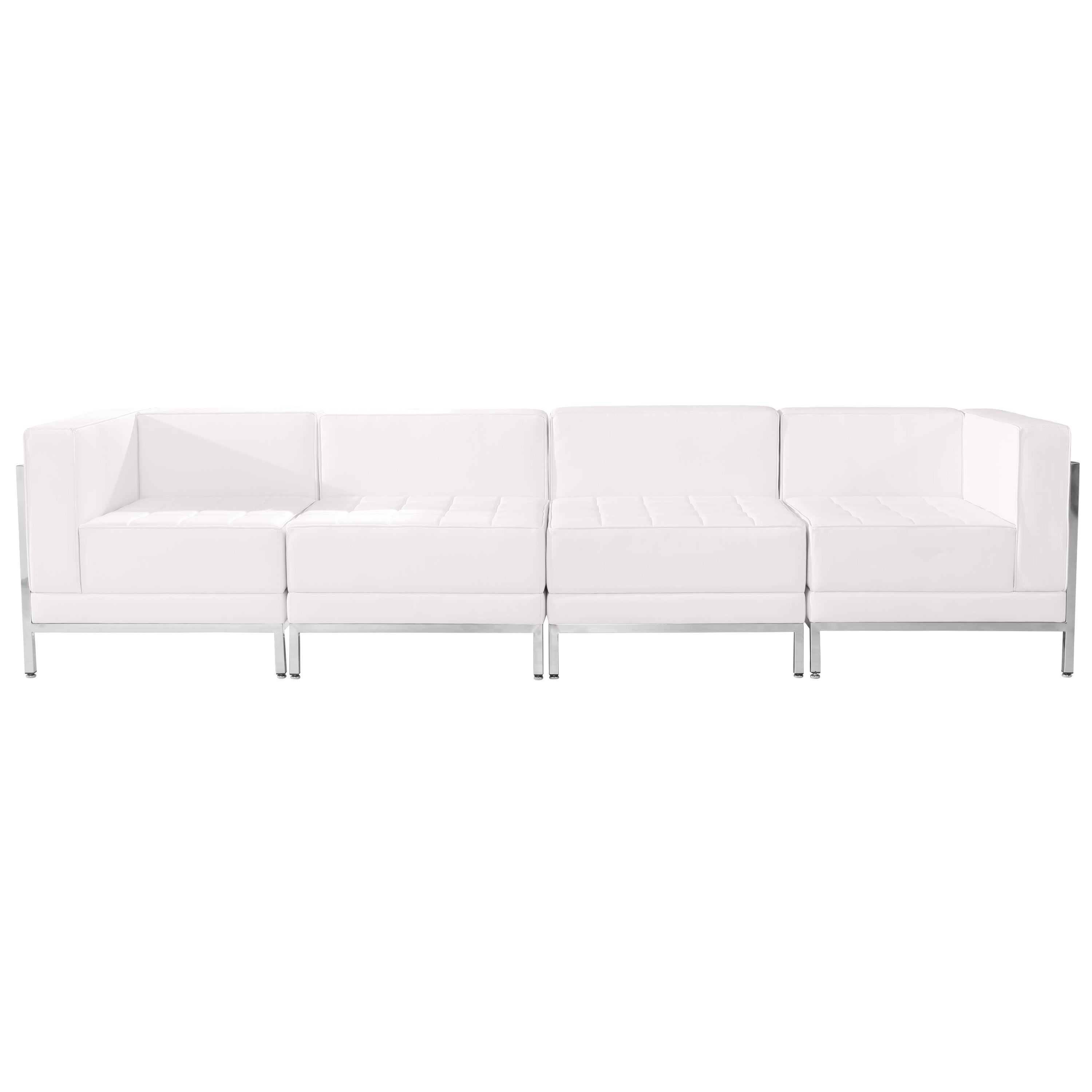 HERCULES Imagination Series Melrose White LeatherSoft 4 Piece Lounge Set with Ganging Clips