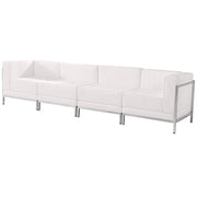 HERCULES Imagination Series Melrose White LeatherSoft 4 Piece Lounge Set with Ganging Clips