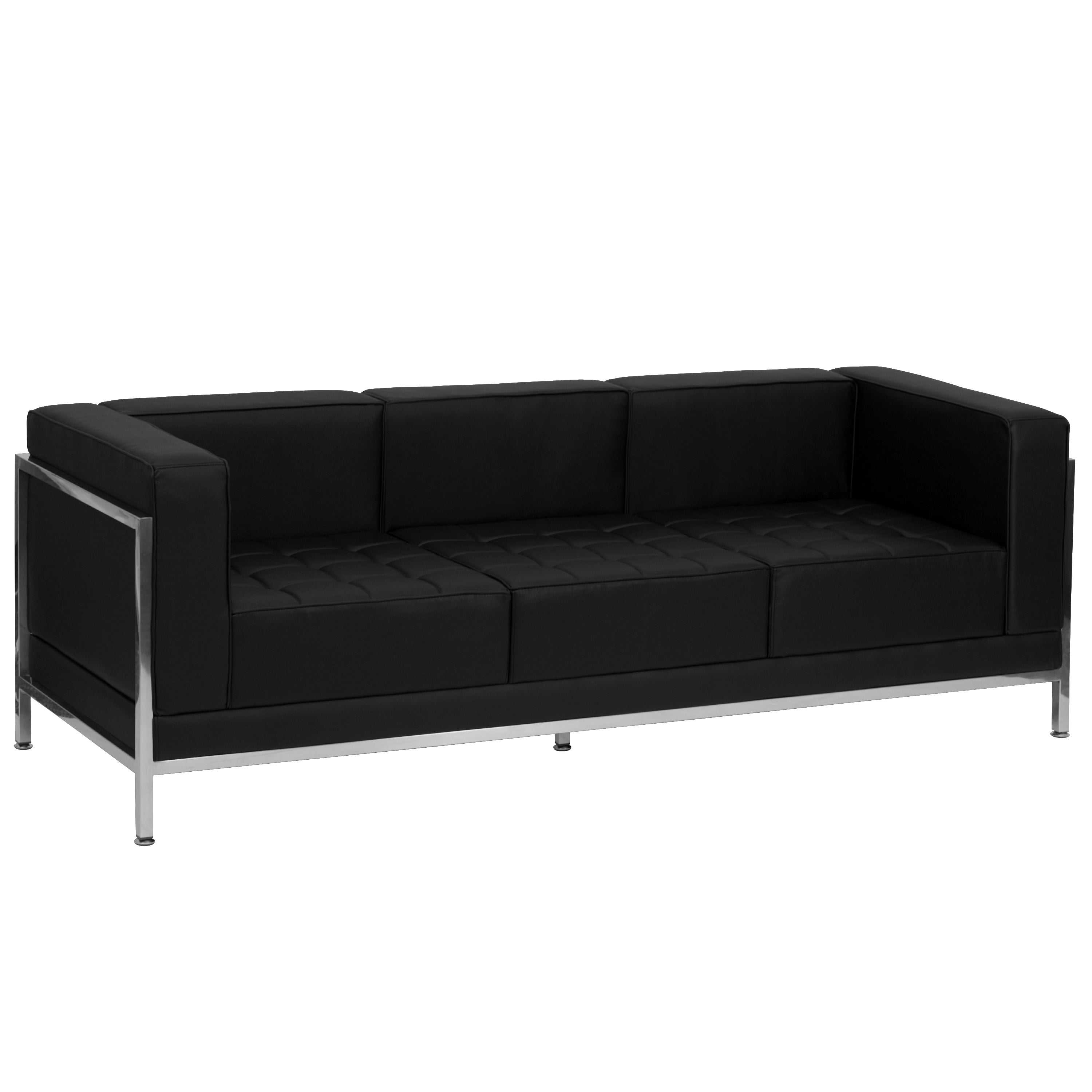 HERCULES Imagination Series Contemporary Black LeatherSoft Sofa with Encasing Frame