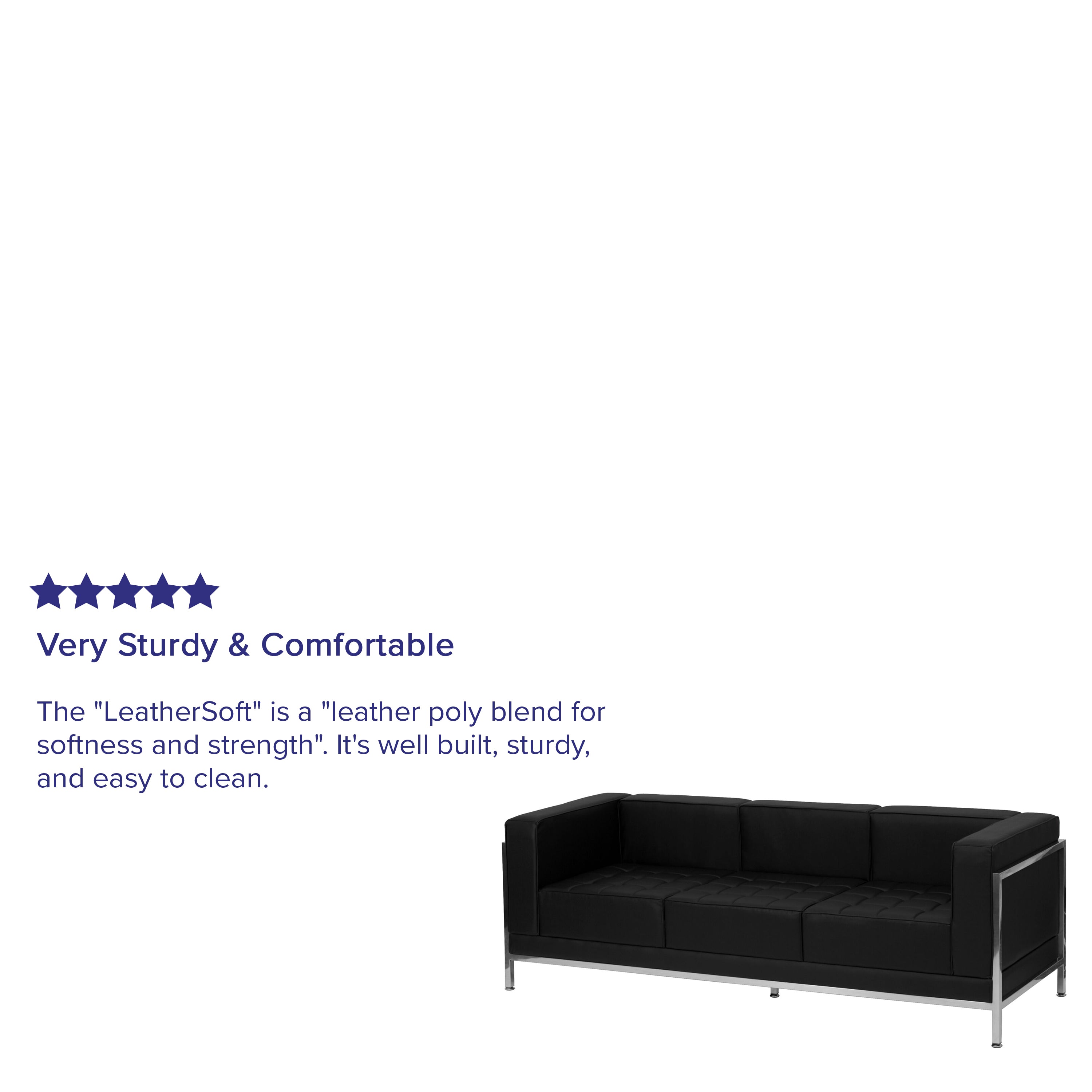 HERCULES Imagination Series Contemporary Black LeatherSoft Sofa with Encasing Frame
