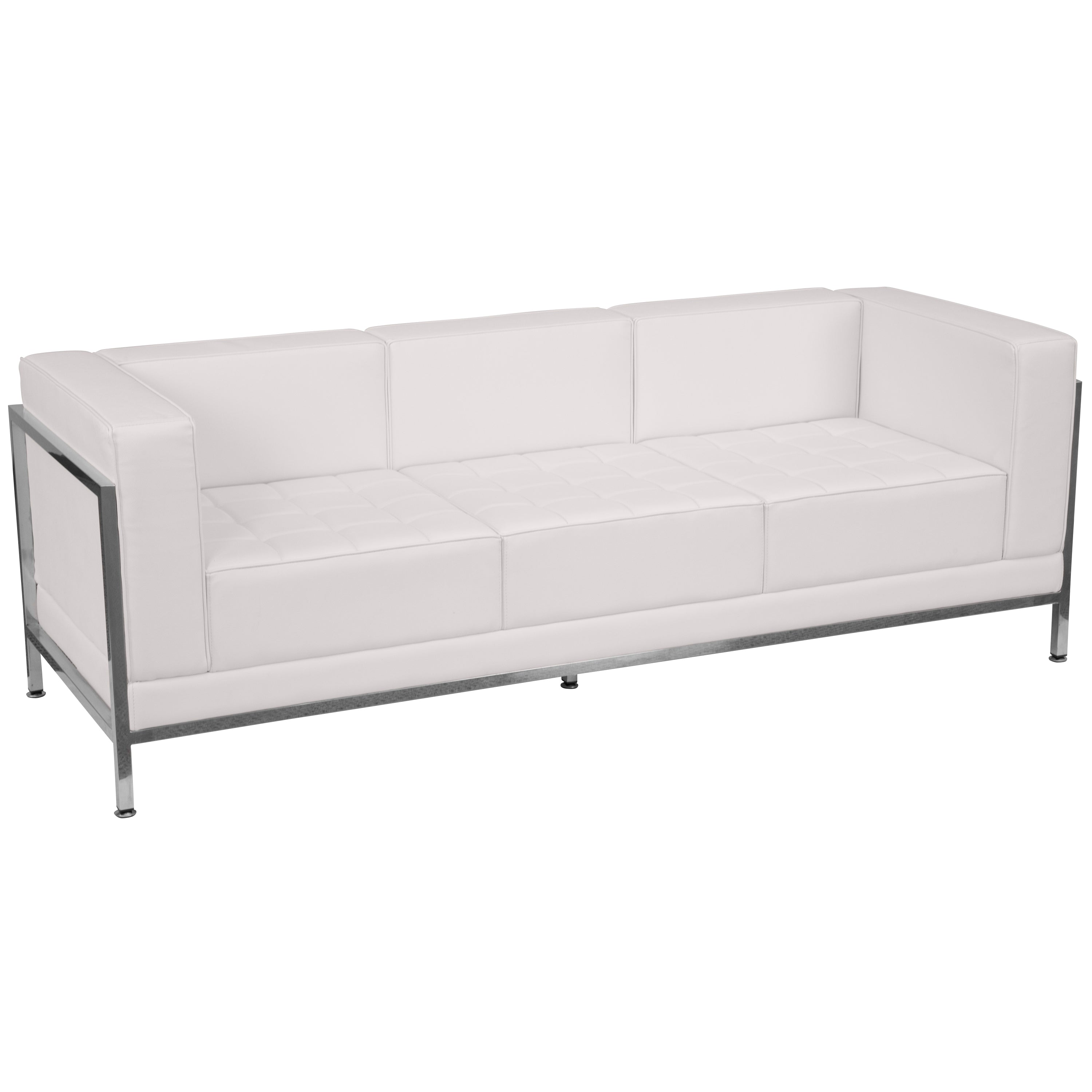 HERCULES Imagination Series Contemporary Melrose White LeatherSoft Sofa with Encasing Frame