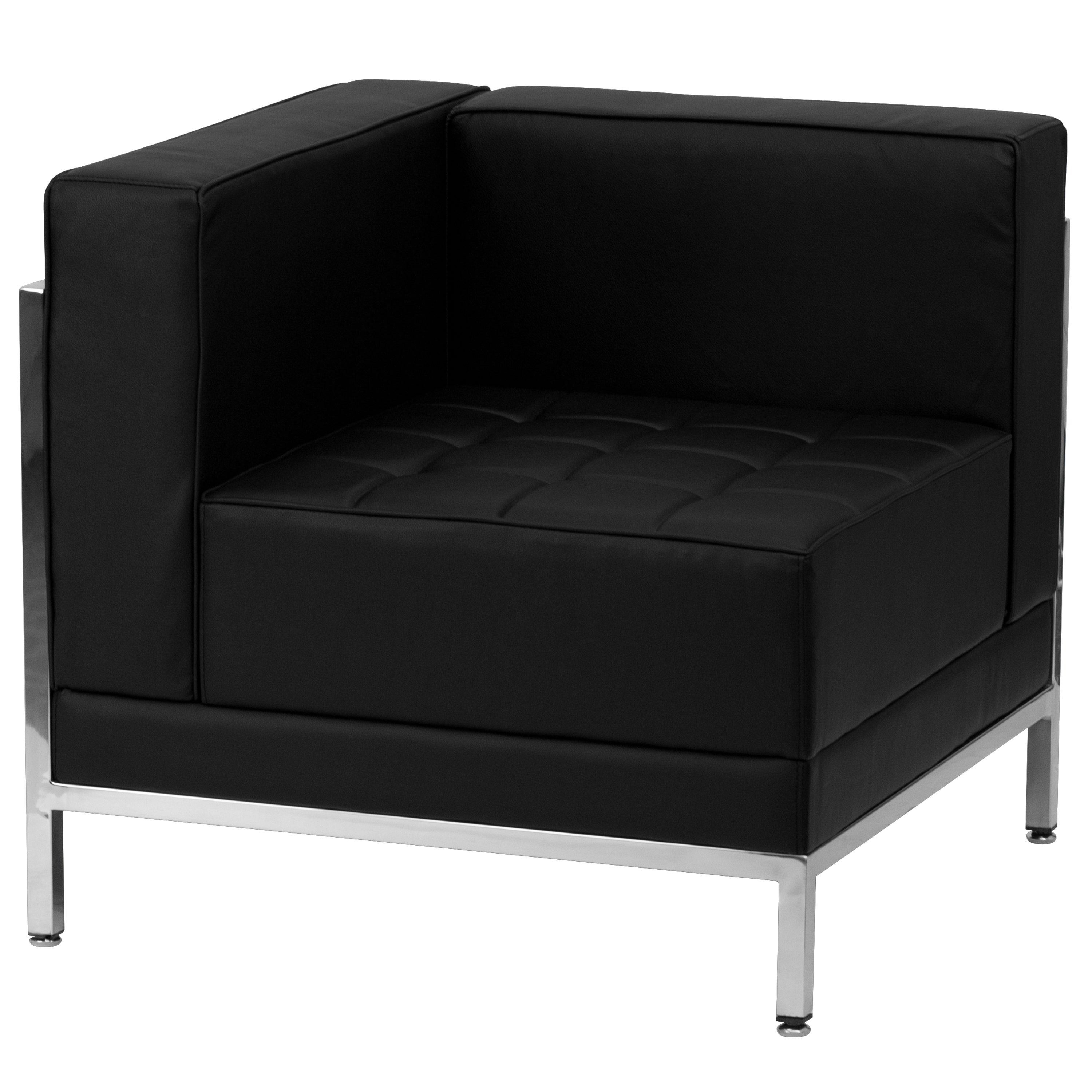 HERCULES Imagination Series Black LeatherSoft U-Shape Sectional Configuration with Ganging Clips, 10 Pieces