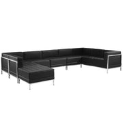 HERCULES Imagination Series Black LeatherSoft U-Shape Sectional Configuration with Ganging Clips, 7 Pieces