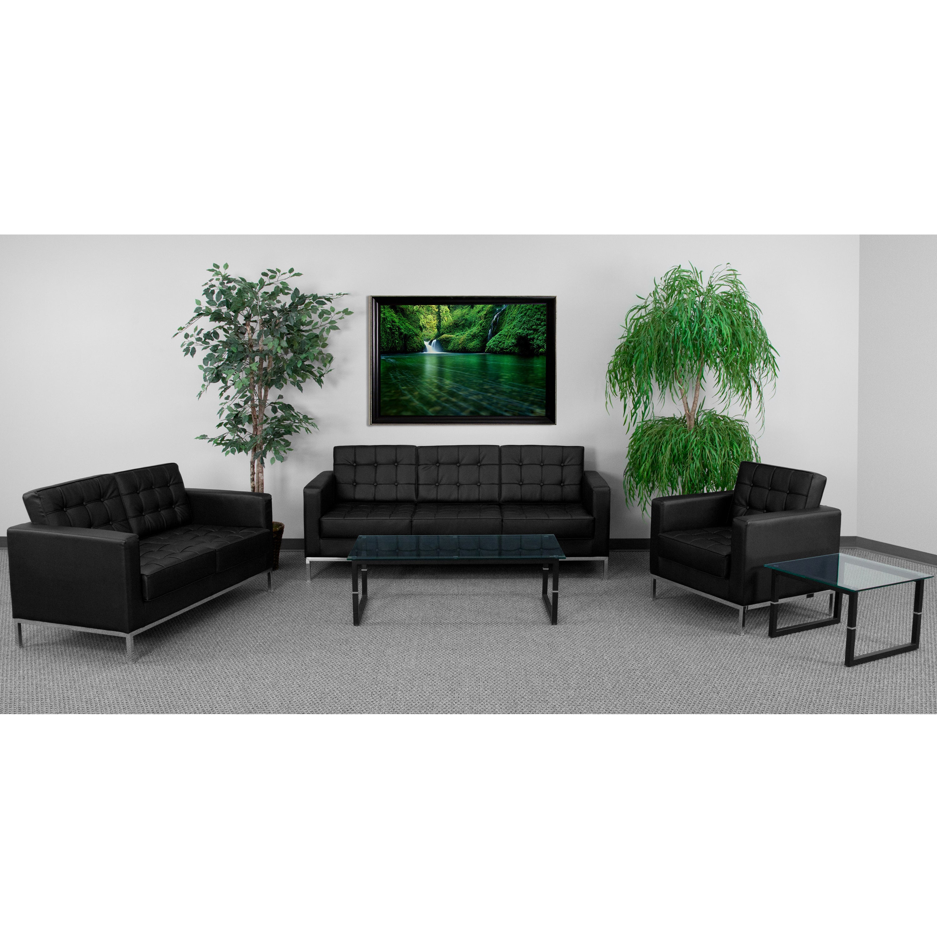 HERCULES Lacey Series Reception Set in Black LeatherSoft