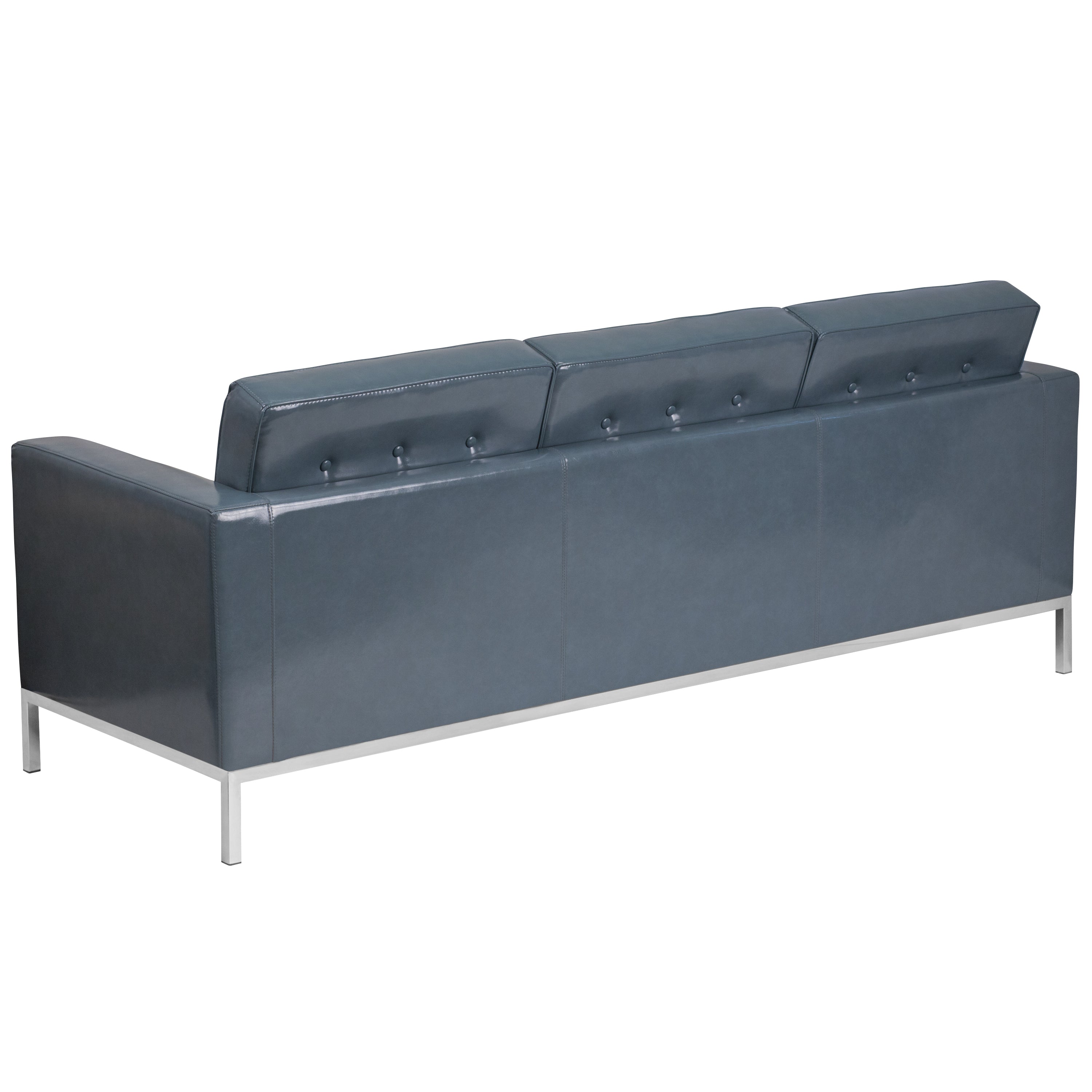 HERCULES Lacey Series Contemporary Gray LeatherSoft Sofa with Stainless Steel Frame