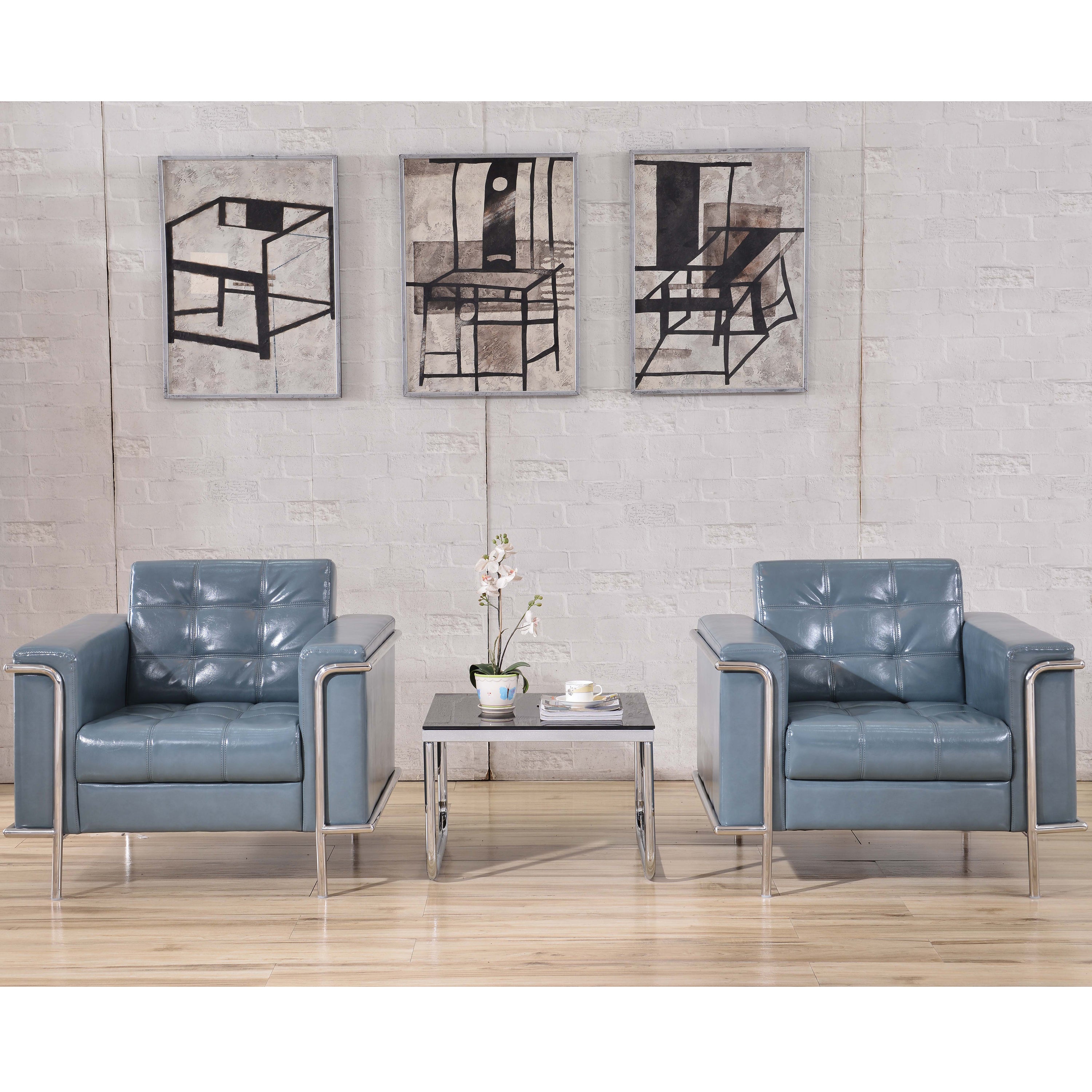 HERCULES Lesley Series Contemporary Gray LeatherSoft Chair with Encasing Frame