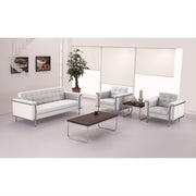 HERCULES Lesley Series Contemporary Melrose White LeatherSoft Chair with Encasing Frame