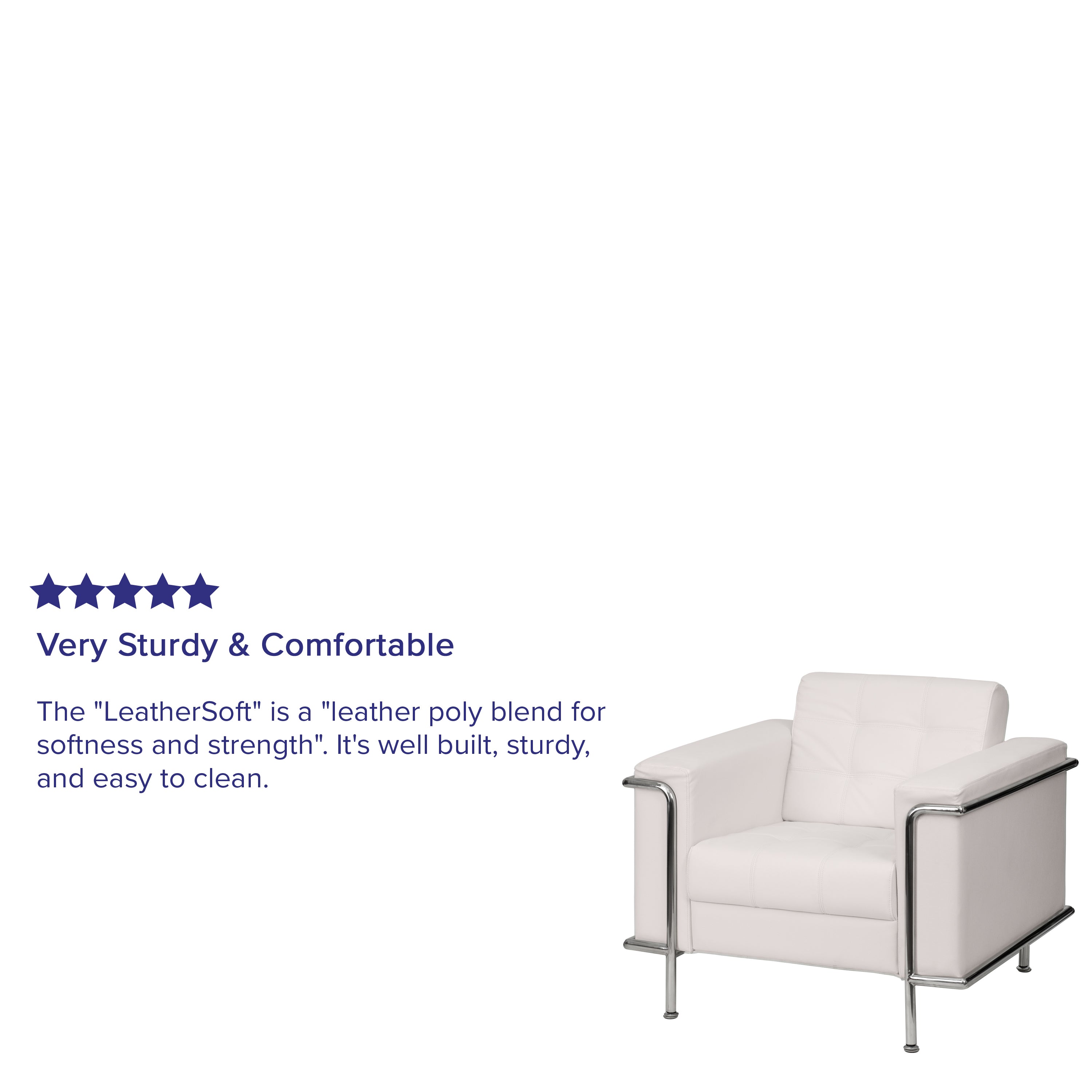 HERCULES Lesley Series Contemporary Melrose White LeatherSoft Chair with Encasing Frame